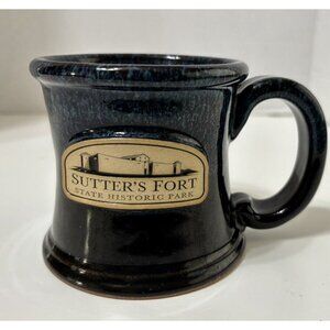 Sunset Hill Stoneware Coffee Mug Sutter's Fort State Park Drip Glaze Blue